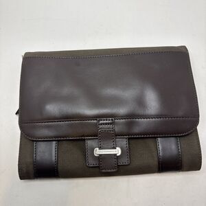 Cutter‎ & Buck Men's Canvas & Genuine Leather Travel Toiletries Bag Brown